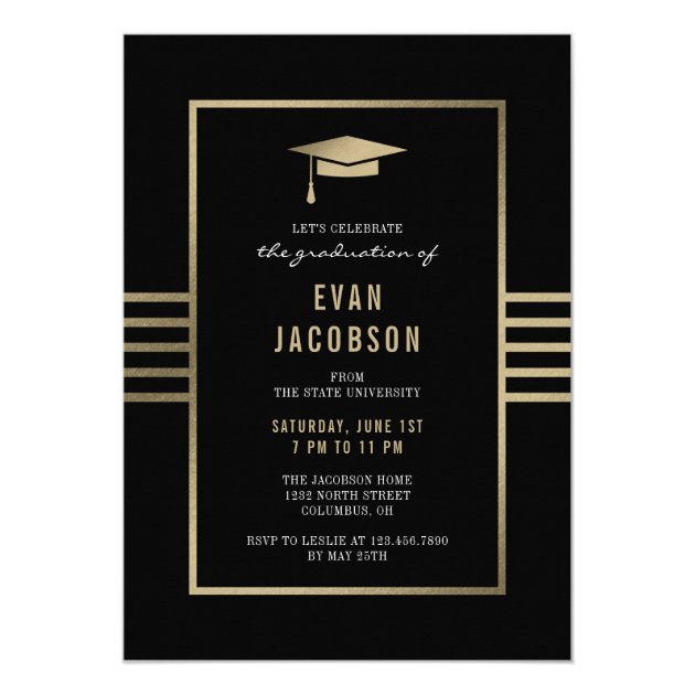 Gold Cap EDITABLE COLOR Graduation Invitation
