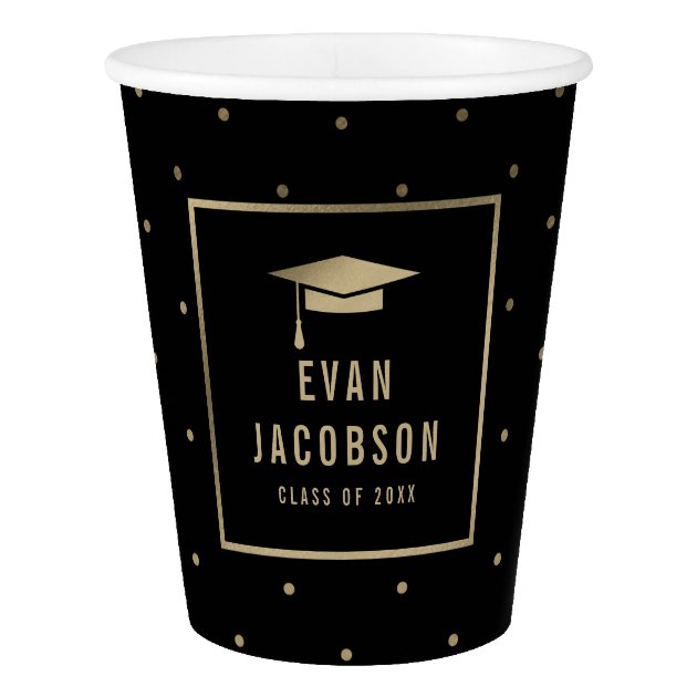 Gold Cap EDITABLE COLOR Graduation Paper Cup