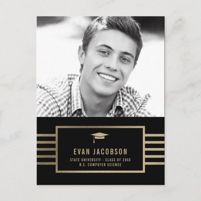 Gold Cap EDITABLE COLOR Graduation Postcard (Front)