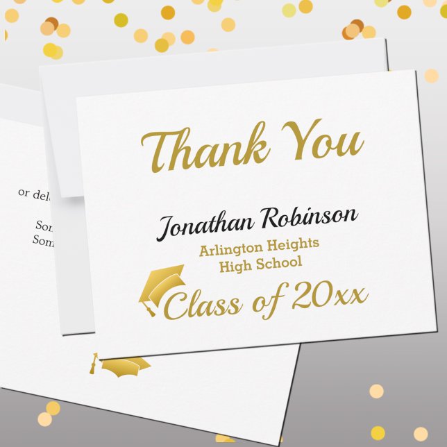 Gold Cap Graduation Thank You Card (Creator Uploaded)