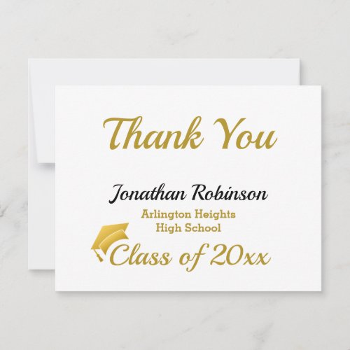Gold Cap Graduation Thank You Card