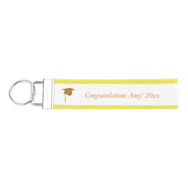 Gold Cap Tassel Add Year Name Graduation KeyChains (Keys on Left)