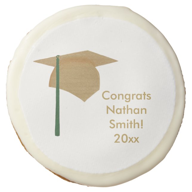 Gold Cap, Tassel Personalized Graduation Cookies (Front)