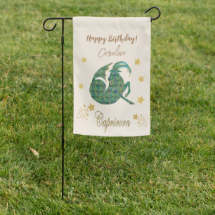Gold Capricorn Zodiac Birthday Garden Flag