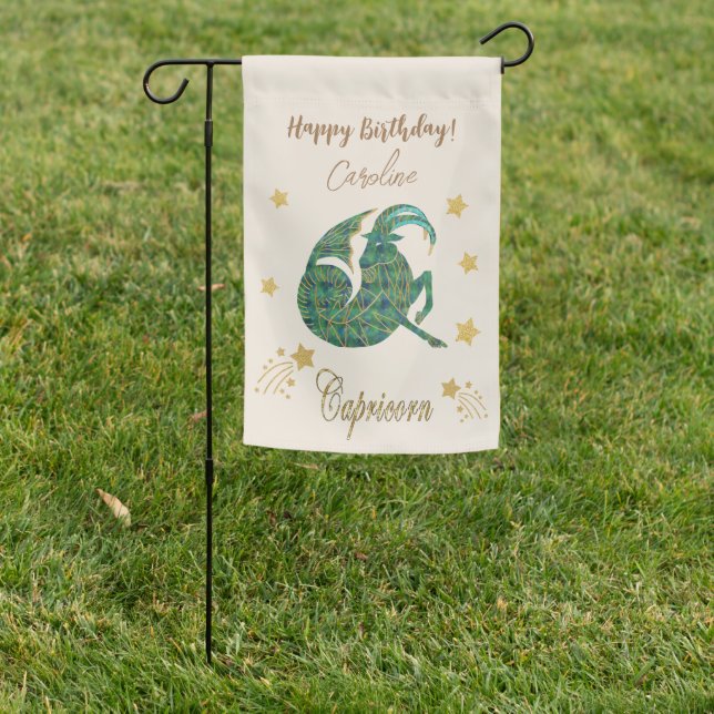 Gold Capricorn Zodiac Birthday  Garden Flag (In SItu)