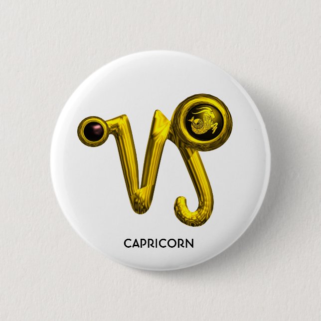 GOLD CAPRICORN / ZODIAC SIGN JEWEL BUTTON (Front)