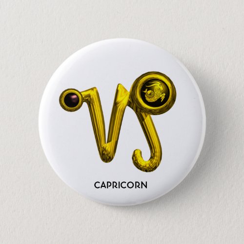 GOLD CAPRICORN  ZODIAC SIGN JEWEL BUTTON