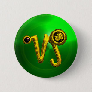 GOLD CAPRICORN / ZODIAC SIGN JEWEL BUTTON