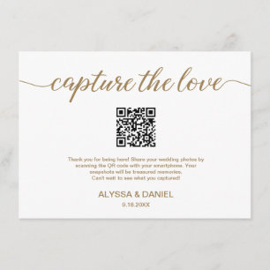 Gold Capture the love QR code wedding photo share Enclosure Card