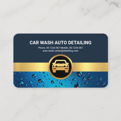 Gold Car Stripe On Water Drop Business Card