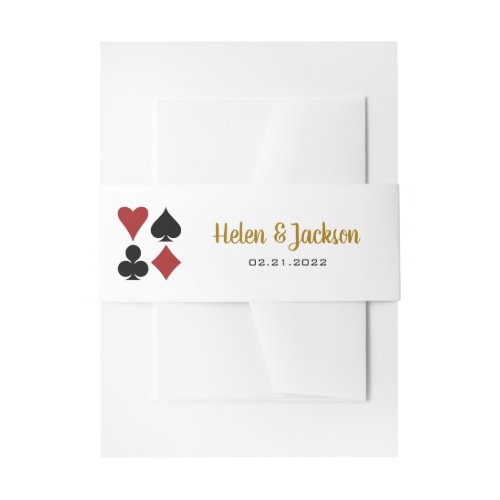 Gold Card Suits Las Vegas Casino Wedding Invitation Belly Band