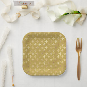 Gold Carnival Harlequin Diamonds Paper Plates