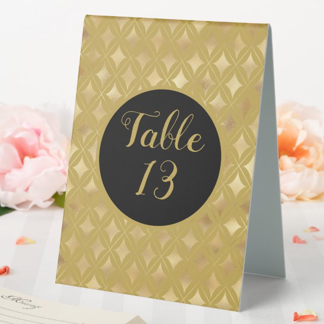 Gold Carnival Harlequin Diamonds  Table Tent (In SItu (Wedding))