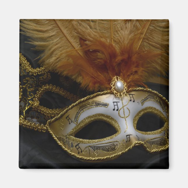 Gold Carnival Venetian Mask Masquerade Magnet (Front)