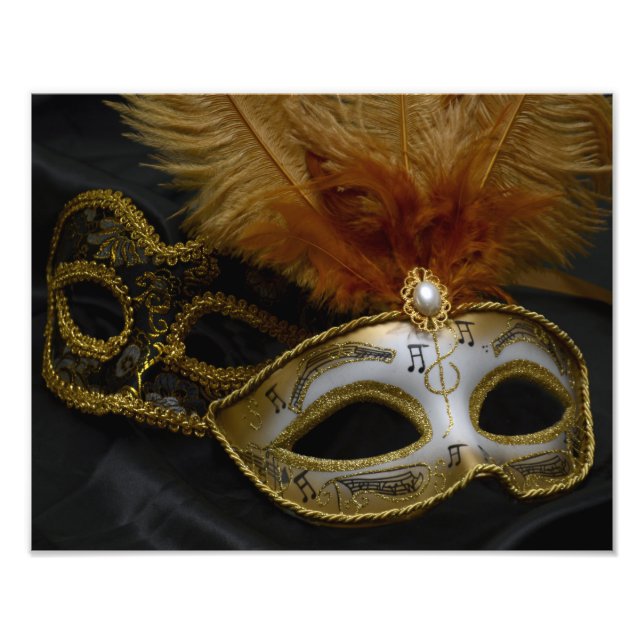 Gold Carnival Venetian Mask Masquerade Photo Print (Front)