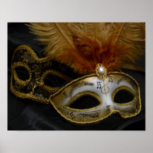 Gold Carnival Venetian Mask Masquerade Poster