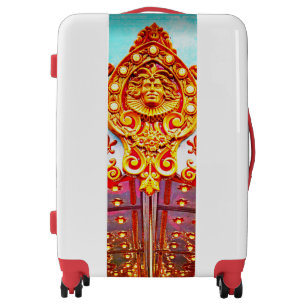 Gold carousel face photo vintage retro unique luggage