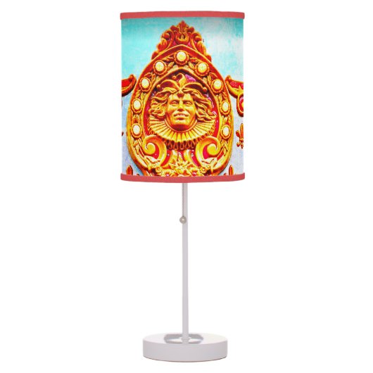 Gold Carousel Face Vintage Retro Carnival Photo Table Lamp (Front)