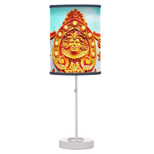 Gold Carousel Face Vintage Retro Carnival Photo Table Lamp