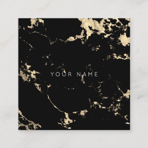 Gold Carrara Black Marble Abstract Champagne Square Business Card