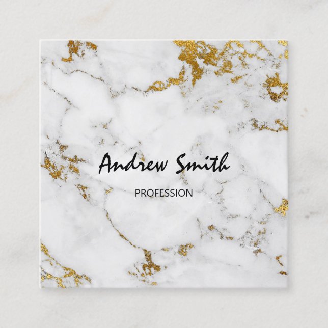 Gold Carrara Gray Marble Vip Consulting Services Square Business Card (Front)