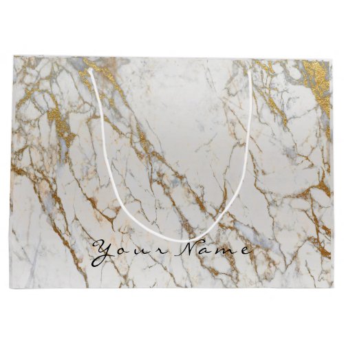 Gold Carrara Marble Metallic Gift Gray Silver VIP Large Gift Bag