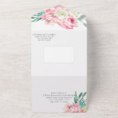 Gold Carriage and Pink Flowers Fairy Tale Wedding All In One Invitation (Outside)