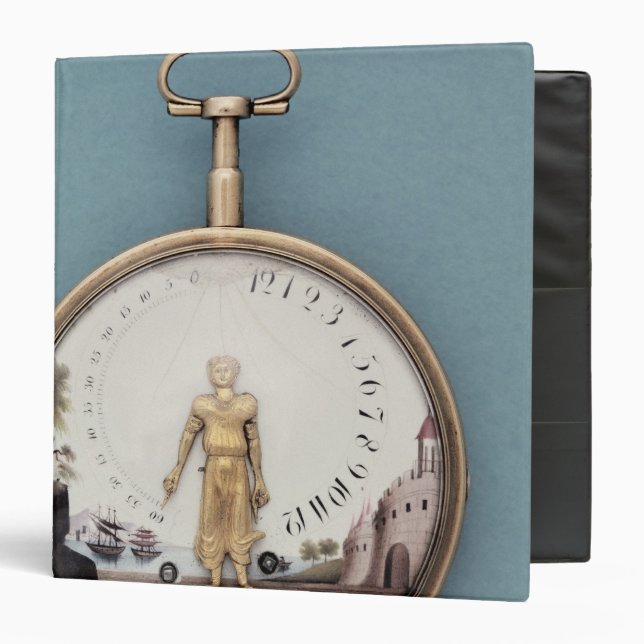 Gold cased bras-en-l'air pocket watch binder (Front/Inside)