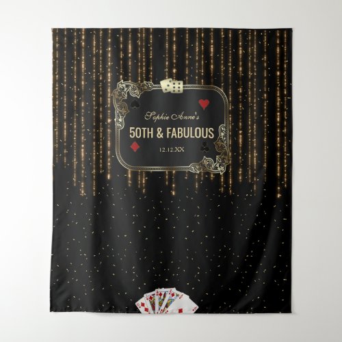 Gold Casino Great Gatsby 50th Birthday Photo Booth Tapestry