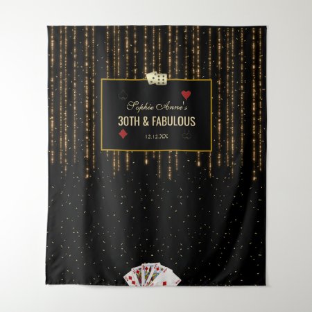 Gold Casino Royale 30th Birthday Photo Booth Tapestry