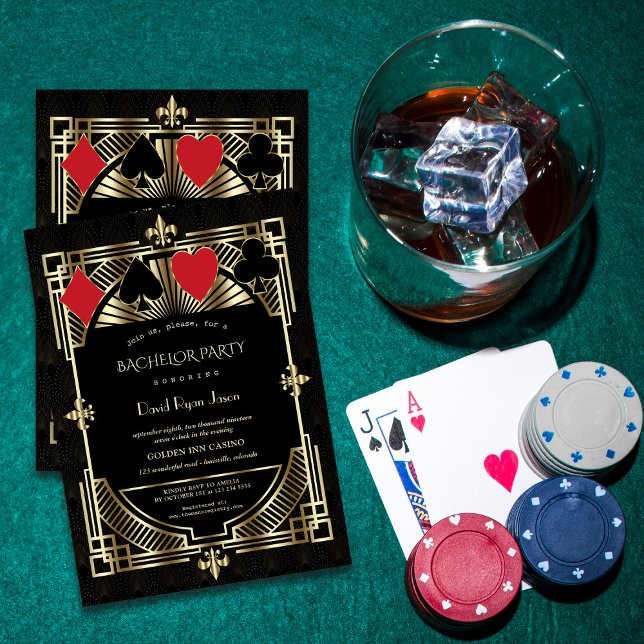 Gold Casino Royale Great Gatsby Bachelor Party Invitation (Creator Uploaded)