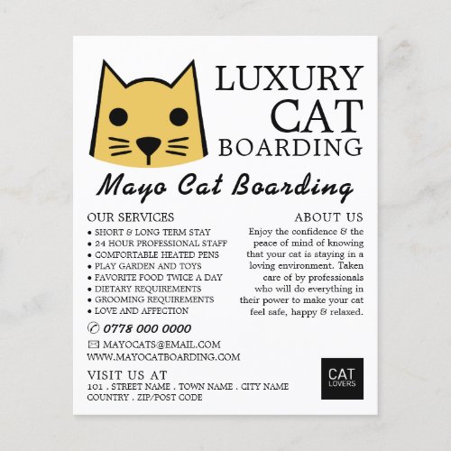 Gold Cat Cat Boarding Cattery Advertising Flyer