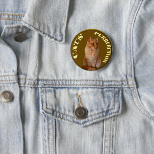 Gold Cat Coins With Ginger Cat,  Button