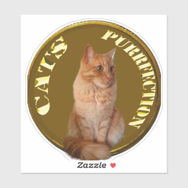 Gold Cat Coins With Ginger Cat,  Sticker (Sheet)