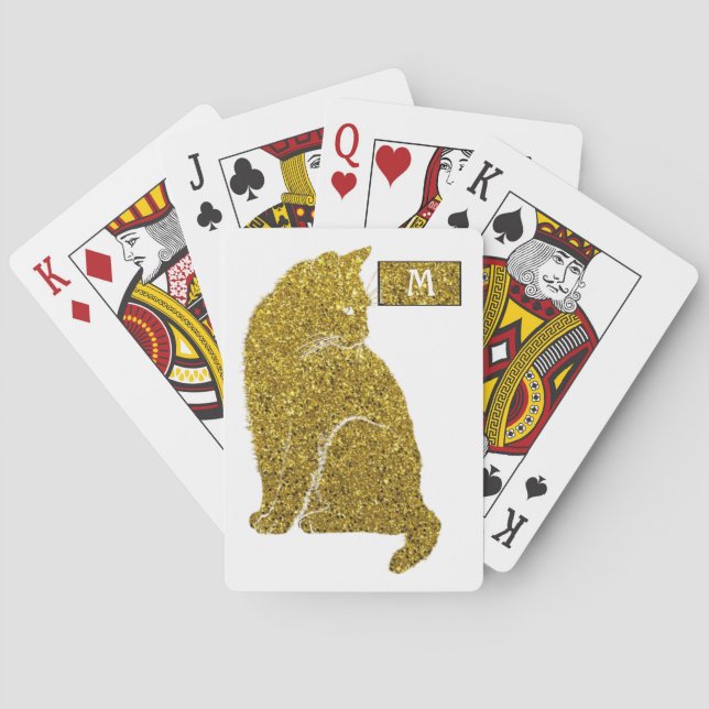 Gold Cat Monogram Poker Cards (Back)
