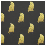 Gold Cat on Black Fabric