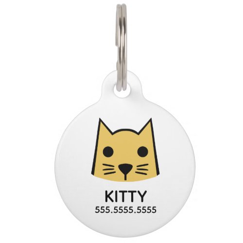 Gold Cat Personalized Pet Details  QR Code Pet ID Tag