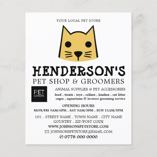 Gold Cat Pet Store  Groomers Advertising Flyer