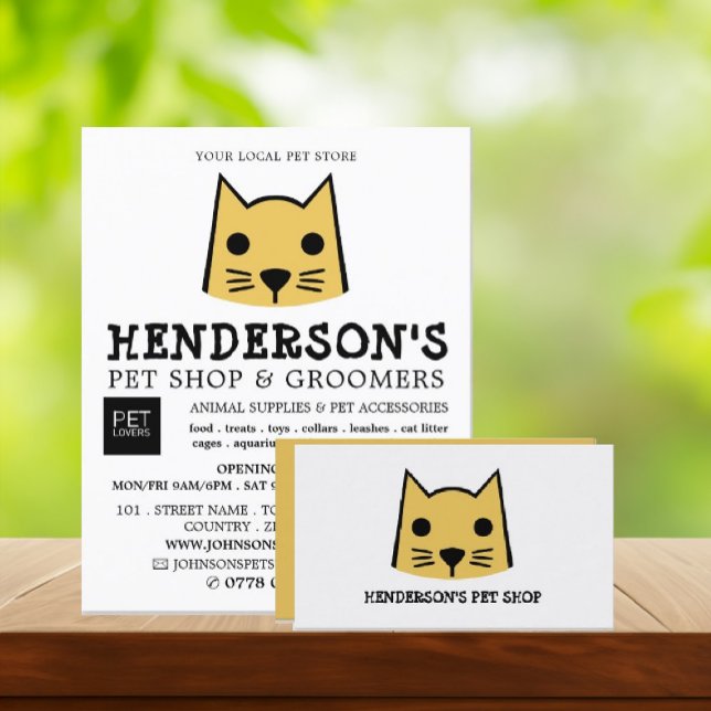 Gold Cat, Pet Store & Groomers Advertising Flyer (Creator Uploaded)