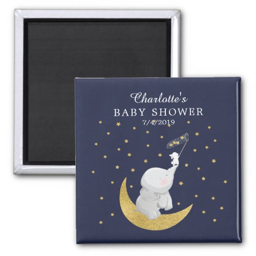 Gold Catch A Star Bunny Elephant Baby Shower Magnet