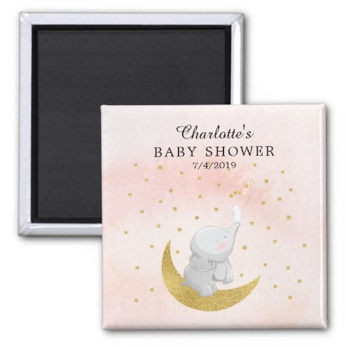 Gold Catch A Star Bunny Elephant Girls Baby Shower Magnet