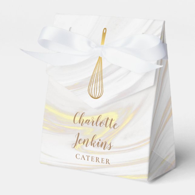 Gold Caterer Bakery Patisserie Marble Swirls Gift Favor Boxes (Front Side)