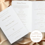 Gold Catholic Wedding Ceremony with Mass Program<br><div class="desc">This simple, yet elegant, folded Catholic wedding ceremony with mass program booklet features a cross and stylish accents of calligraphy script. The neutral, classic, gold and white, typography design provides you with a text template for a traditional Catholic order of service with mass. There is plenty of room to include...</div>