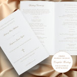 Gold Catholic Wedding Ceremony with Mass Program<br><div class="desc">This simple, yet elegant, folded Catholic wedding ceremony with mass program booklet features a cross and stylish accents of calligraphy script. The neutral, minimalist, gold and white, typography design provides you with a text template for a traditional Catholic order of service with mass. There is plenty of room to include...</div>