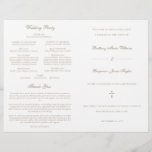 Gold Catholic Wedding Mass Ceremony Program<br><div class="desc">This simple, yet elegant, folded Catholic wedding ceremony with mass program booklet features a cross and stylish accents of calligraphy script. The neutral, classic, gold and white, typography design provides you with a text template for a traditional Catholic order of service with mass. There is plenty of room to include...</div>