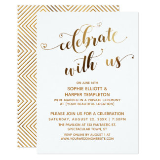 Gold Celebrate with Us Post-Wedding Celebration Invitation