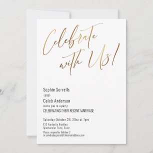 Gold Celebrate with Us! Simple Wedding Party Invitation