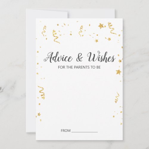 Gold Celebration Baby Shower Advice Cards