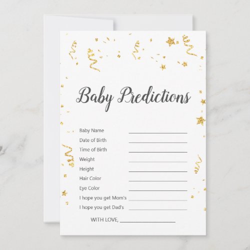 Gold Celebration Baby Shower Baby Predictions Game