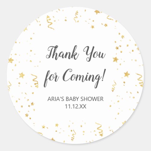 Gold Celebration Baby Shower Favor Classic Round Sticker